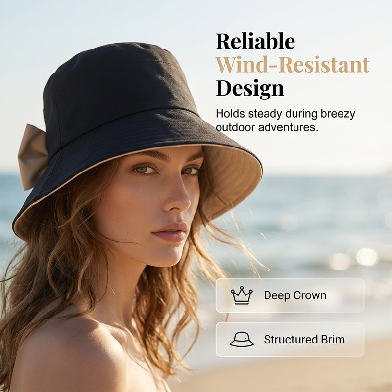 👒 Damen-Sonnenhut mit breiter Krempe und Schleife – faltbarer UV-Schutzhut, ideal für Strand und Urlaub 🎀
