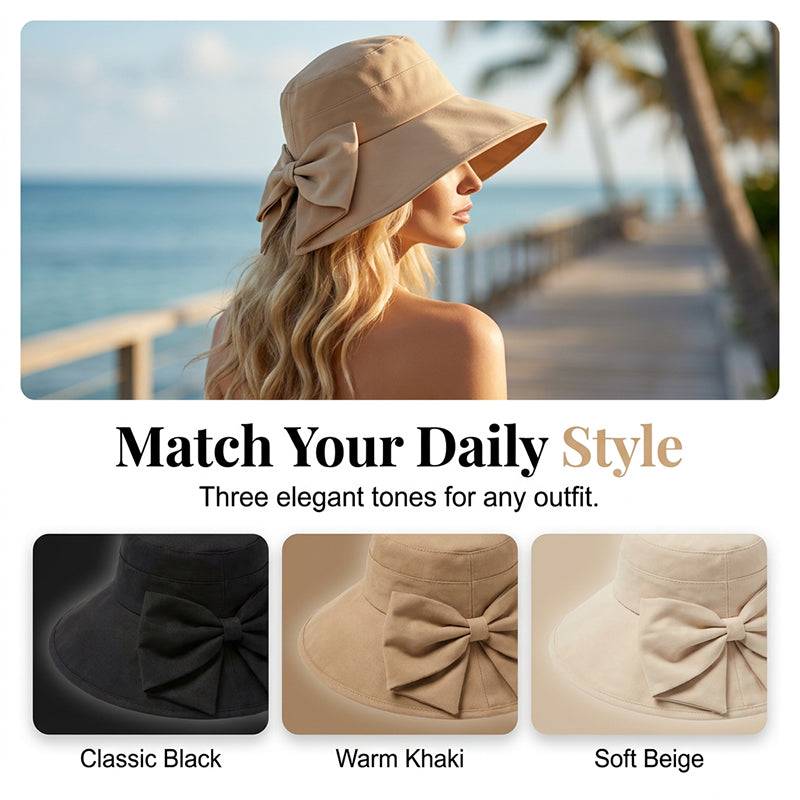 👒 Damen-Sonnenhut mit breiter Krempe und Schleife – faltbarer UV-Schutzhut, ideal für Strand und Urlaub 🎀