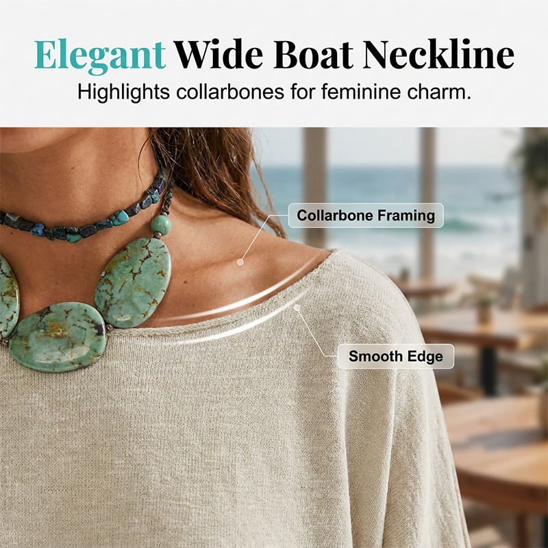👕 50% RABATT! 🌺 Lockeres Damen-Oberteil mit U-Boot-Ausschnitt – Einfarbig, leicht & perfekt für Sommer & Alltag – Bequem & vielseitig für warme Tage oder entspannte Stunden zu Hause ✨