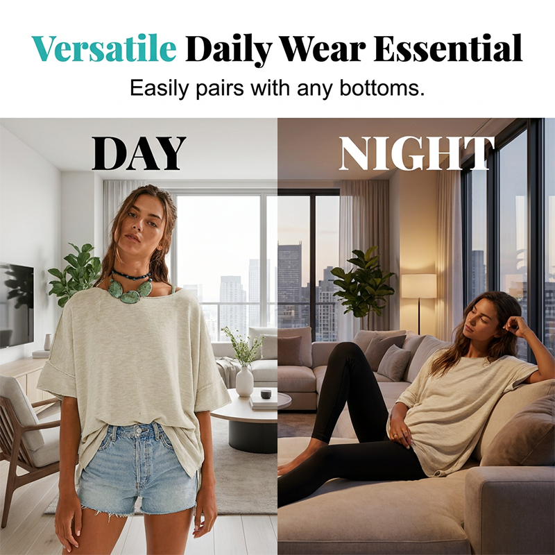 👕 50% RABATT! 🌺 Lockeres Damen-Oberteil mit U-Boot-Ausschnitt – Einfarbig, leicht & perfekt für Sommer & Alltag – Bequem & vielseitig für warme Tage oder entspannte Stunden zu Hause ✨