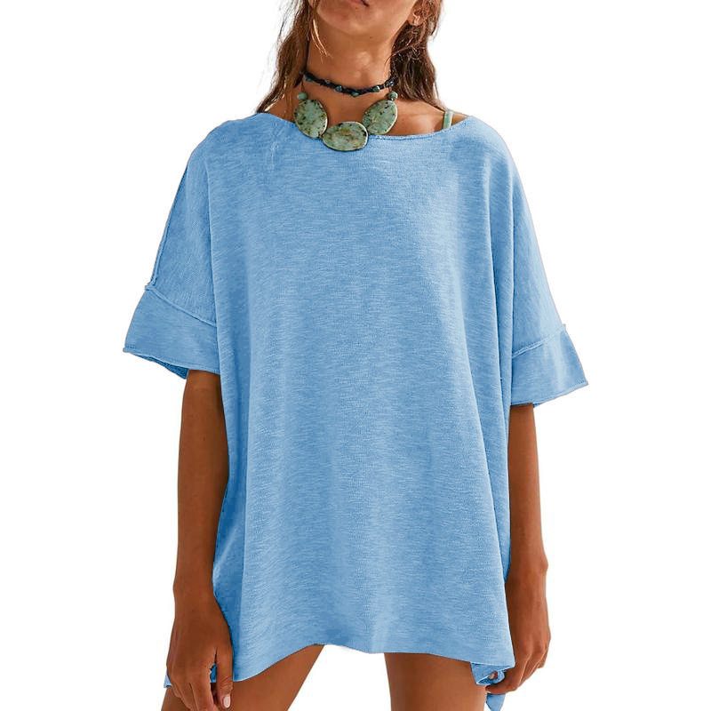 👕 50% RABATT! 🌺 Lockeres Damen-Oberteil mit U-Boot-Ausschnitt – Einfarbig, leicht & perfekt für Sommer & Alltag – Bequem & vielseitig für warme Tage oder entspannte Stunden zu Hause ✨