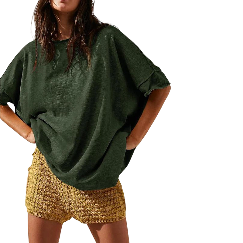 👕 50% RABATT! 🌺 Lockeres Damen-Oberteil mit U-Boot-Ausschnitt – Einfarbig, leicht & perfekt für Sommer & Alltag – Bequem & vielseitig für warme Tage oder entspannte Stunden zu Hause ✨