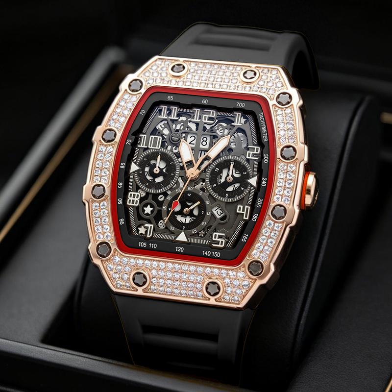 ⌚Limitierte Auflage – 55 % Rabatt！✨Luxuriöse Herrenuhr in Tonnenform mit Strassverzierung
