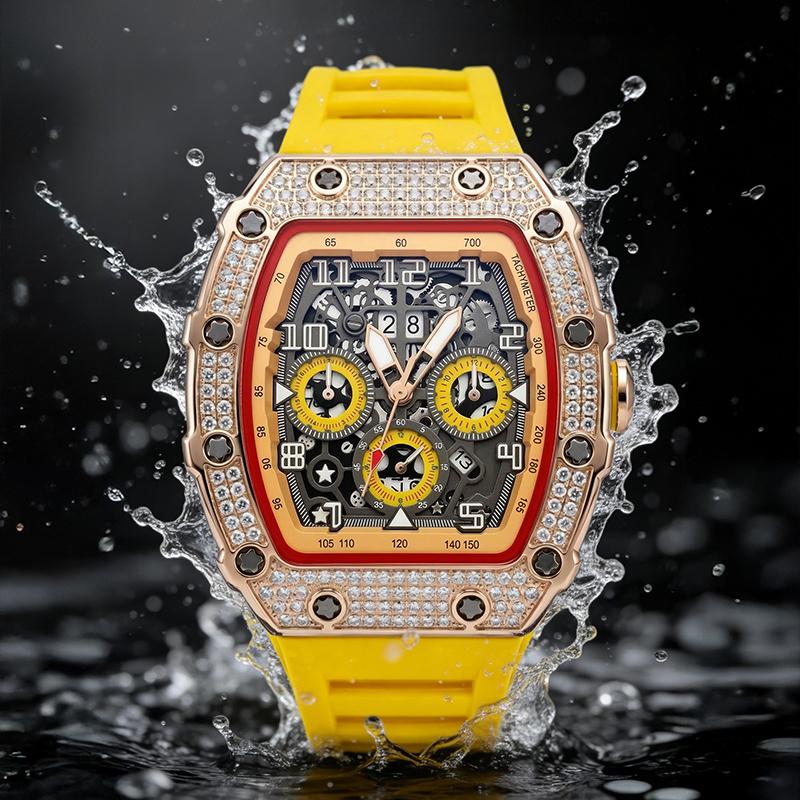 ⌚Limitierte Auflage – 55 % Rabatt！✨Luxuriöse Herrenuhr in Tonnenform mit Strassverzierung