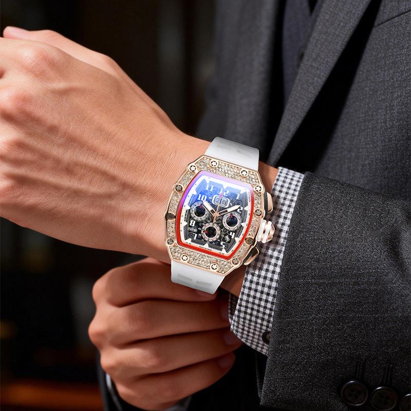 ⌚Limitierte Auflage – 55 % Rabatt！✨Luxuriöse Herrenuhr in Tonnenform mit Strassverzierung