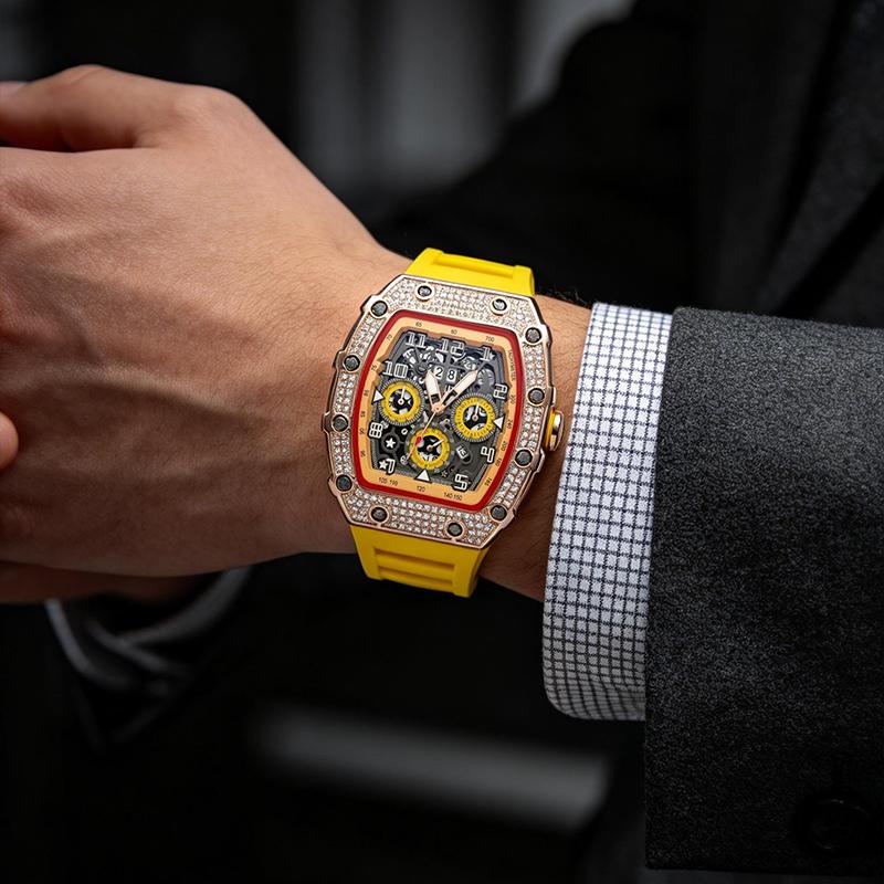 ⌚Limitierte Auflage – 55 % Rabatt！✨Luxuriöse Herrenuhr in Tonnenform mit Strassverzierung