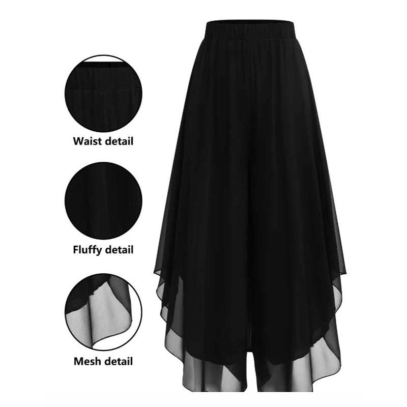 👖 LIMITIERTES ANGEBOT 50% RABATT! 🌸 Damen Chiffon-Hose mit weitem Bein & asymmetrischem Saum – Hose-Rock-Hybrid, Leicht, Elegant ✨