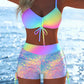 📢📢Letzter Tag 50% Rabatt!! ⏰👙Damen Bikini Set – Kordel-Top & Boyshorts, Verschiedene Designs🩱 Für Strand & Pool