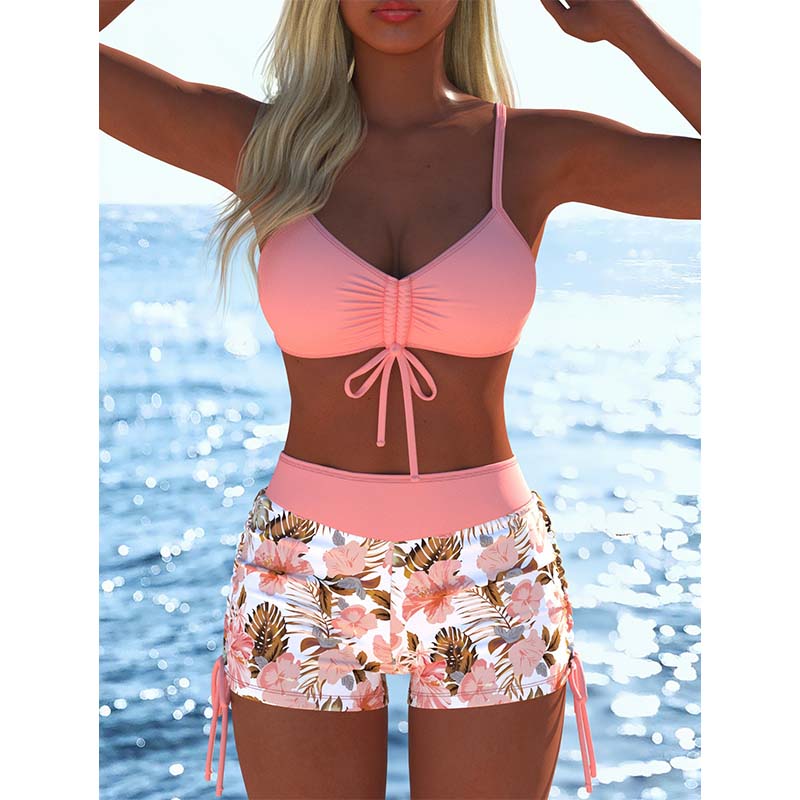 📢📢Letzter Tag 50% Rabatt!! ⏰👙Damen Bikini Set – Kordel-Top & Boyshorts, Verschiedene Designs🩱 Für Strand & Pool