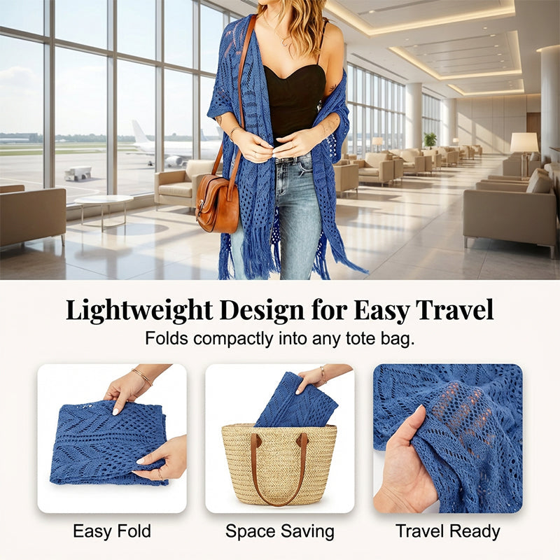 🧥 50% RABATT! ✨💙 💙 Boho Strick Cardigan mit Fransen ✨ Damen durchscheinender Lochstrick Überwurf | atmungsaktiver Sommer Strickjacke für Alltag & Abendoutfit