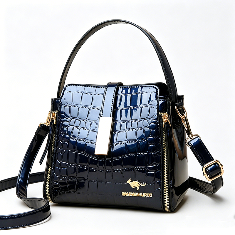 👜 BEGRENZTE ZEIT 40% RABATT! ✨ Glänzende Krokodilmuster Damenhandtasche – Strukturiert, Goldene Beschläge, Geräumig & Schick 💼