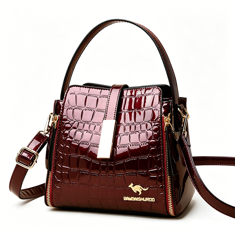 👜 BEGRENZTE ZEIT 40% RABATT! ✨ Glänzende Krokodilmuster Damenhandtasche – Strukturiert, Goldene Beschläge, Geräumig & Schick 💼