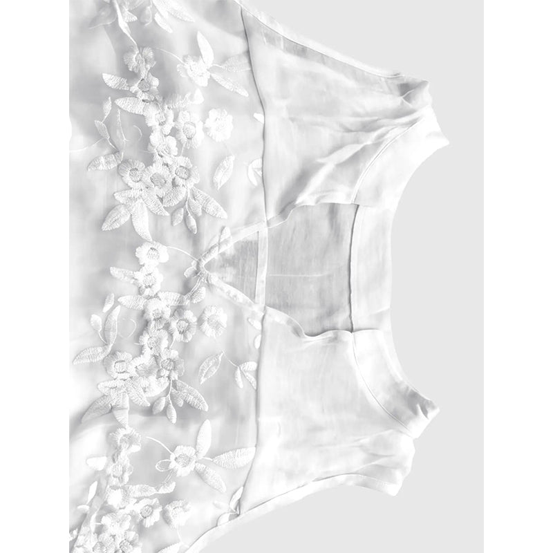 👚 🌸 Ärmelloses Damenoberteil mit Blumenstickerei & Spitze – Luftig, feminin & vielseitig kombinierbar für Sommer✨