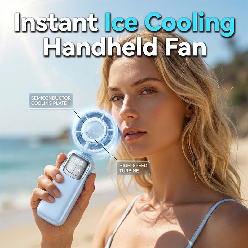 Neues 5-in-1-Kühlgerät 2026 – Handventilator mit Halbleiter-Kühlfunktion – Kühlplatte, 199 Windgeschwindigkeitsstufen, 5-in-1-Funktion und 72 Stunden Akkulaufzeit ❄️🌀