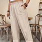 👖 50% RABATT! 🌾 Damen Leinen-Optik Freizeithose – Elastischer Bund, lockerer Schnitt & Taschen – Super bequem für Alltag, Reisen oder warme Tage – stilvoll & leicht 🤍✨