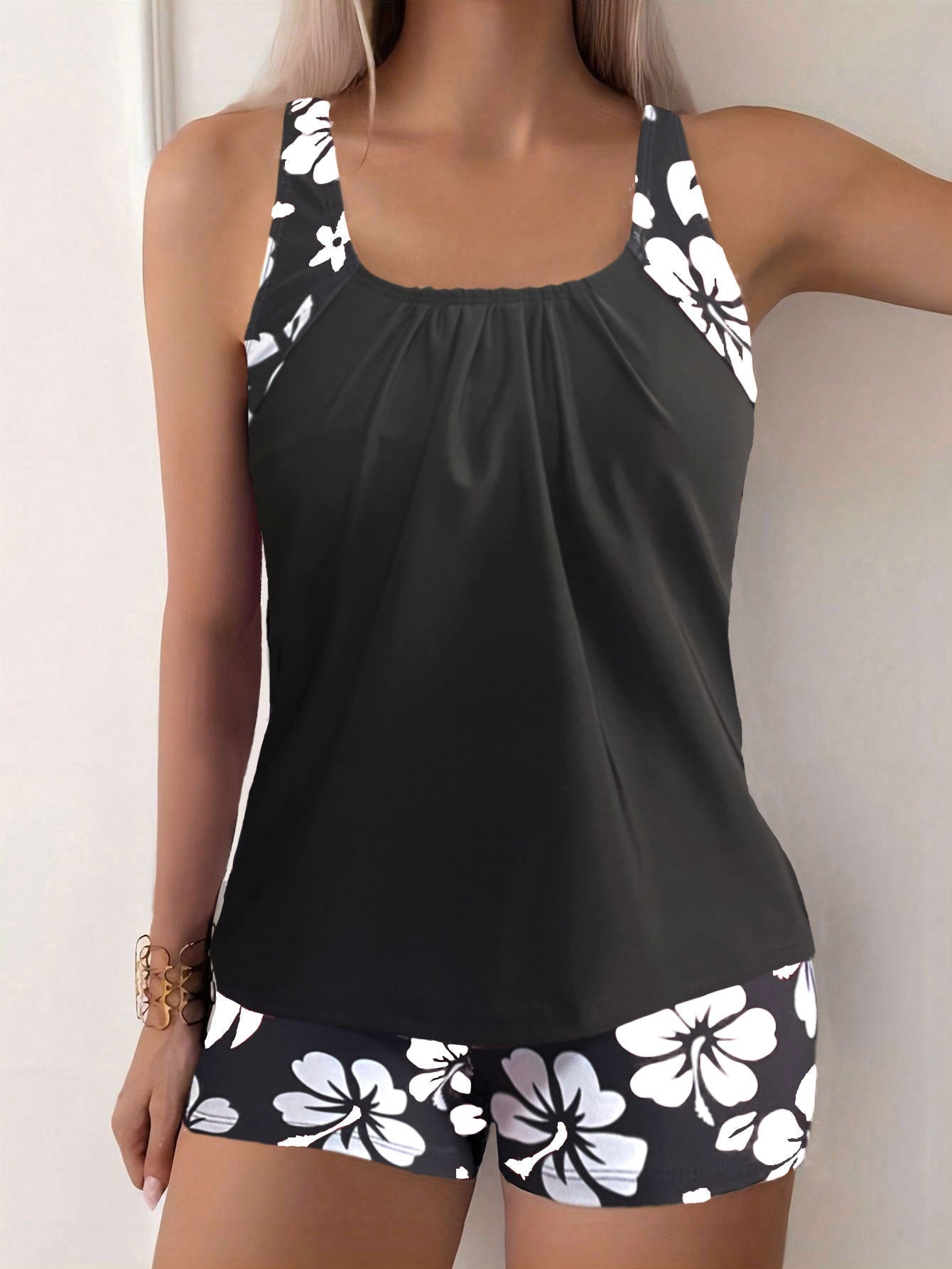 👙50% RABATT!🌊Zweiteiliges Damen-Tankini-Set mit Print – Figurumschmeichelnd & schnell trocknend – Perfekt für Strand, Pool oder heiße Sommertage – bequemer Badespaß mit Stil☀️✨