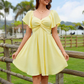👗 Nur für kurze Zeit: 50 % Rabatt! ✨ Elegantes, rückenfreies Kleid mit Puffärmeln und Schleife – Knoten vorne, A-Linie 🎀