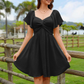 👗 Nur für kurze Zeit: 50 % Rabatt! ✨ Elegantes, rückenfreies Kleid mit Puffärmeln und Schleife – Knoten vorne, A-Linie 🎀