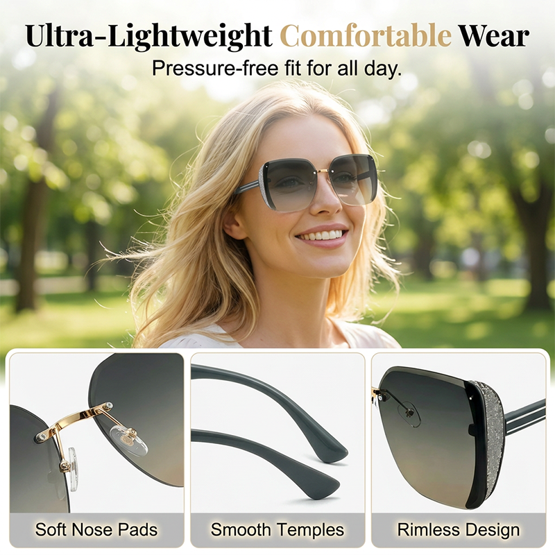 Randlose quadratische Oversize-Sonnenbrille