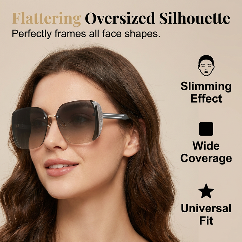 Randlose quadratische Oversize-Sonnenbrille