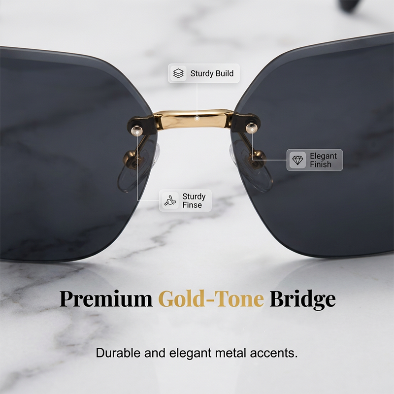 Randlose quadratische Oversize-Sonnenbrille