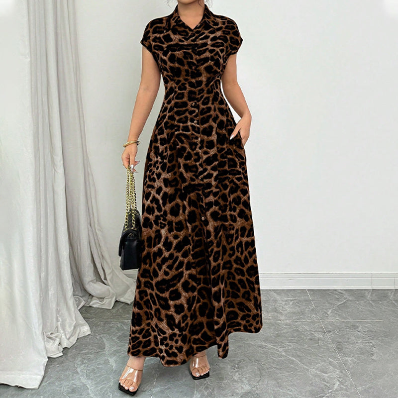 👗🐆 55% RABATT! Elegantes Damen-Kleid mit Leopardenprint & Reverskragen – Stilvoll, figurbetont & perfekt für Büro, Dinner & besondere Anlässe ✨