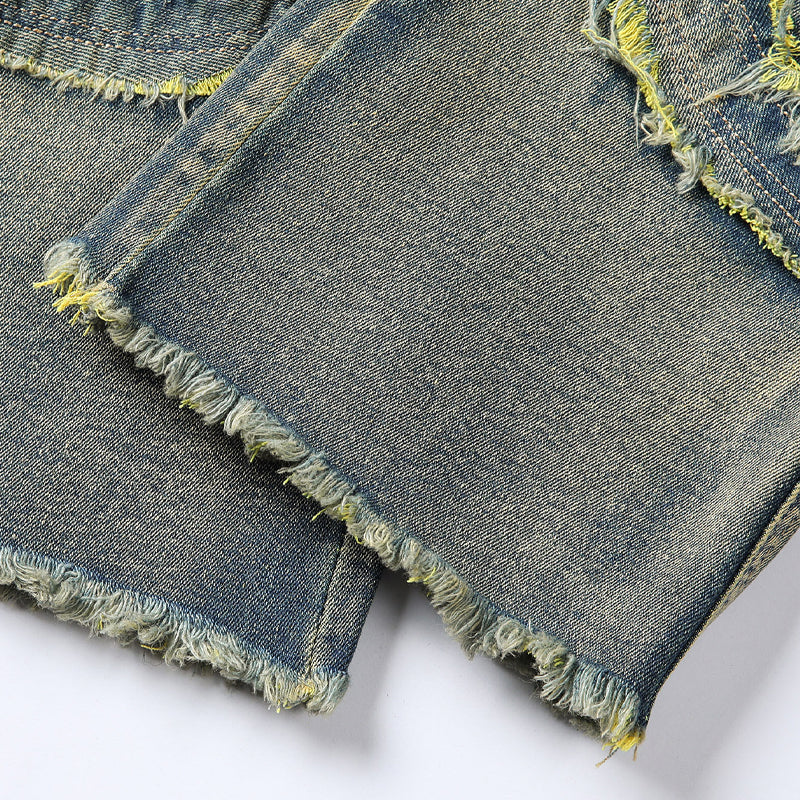 👖Klassische Stretch-Jeans mit ausgestelltem Bein für Herren – Vintage-Wash & Patchwork