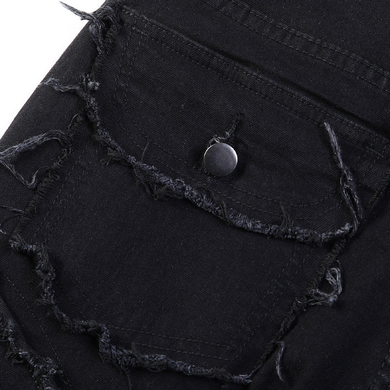 👖Klassische Stretch-Jeans mit ausgestelltem Bein für Herren – Vintage-Wash & Patchwork