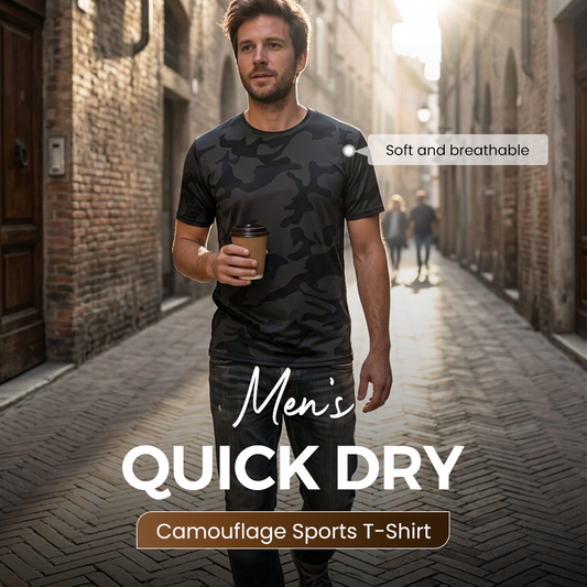 👕Schnelltrocknendes Camouflage-Sport-T-Shirt für Herren – Atmungsaktiv & leicht – Feuchtigkeitsableitend, ideal für Fitnessstudio, Laufen oder Outdoor-Aktivitäten 💪✨