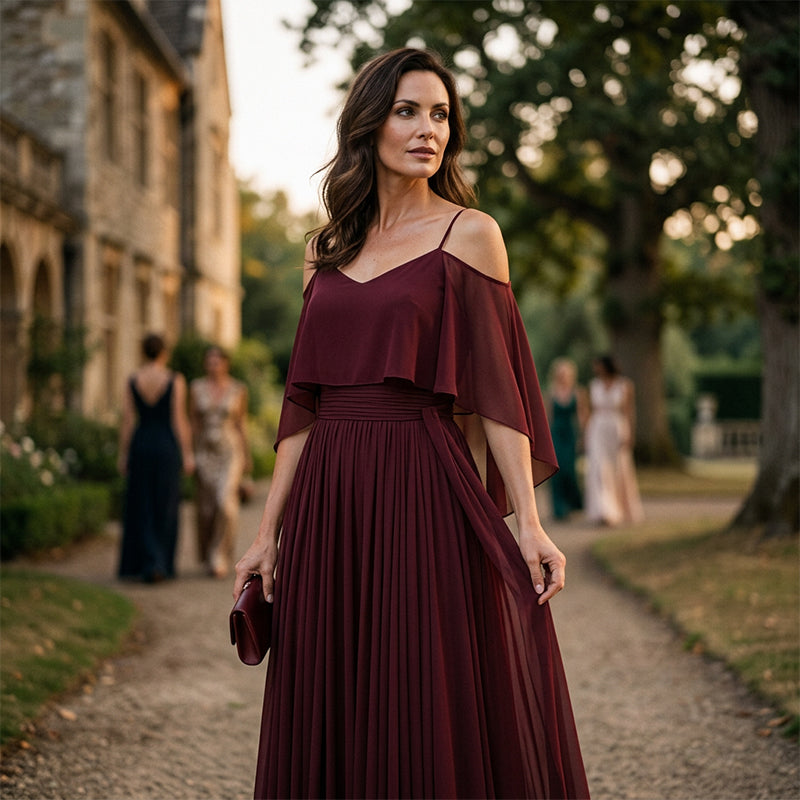 👗 ZEITLICH BEGRENZT 50% RABATT! 💥 Damen Elegantes Off-Shoulder Maxi-Kleid – Schulterfreies Design, tailliert, Spaghettiträger ✨