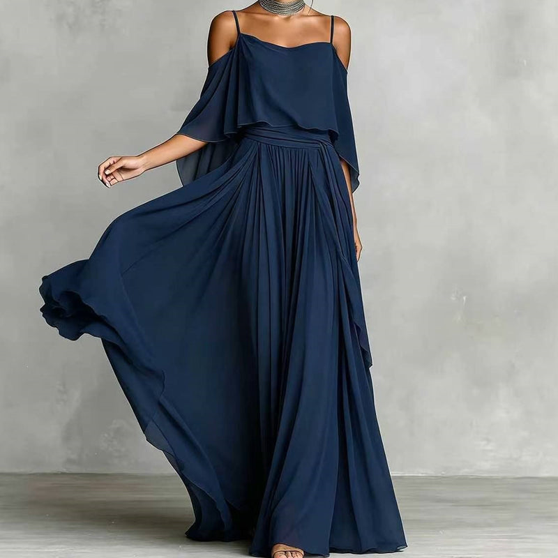 👗 ZEITLICH BEGRENZT 50% RABATT! 💥 Damen Elegantes Off-Shoulder Maxi-Kleid – Schulterfreies Design, tailliert, Spaghettiträger ✨
