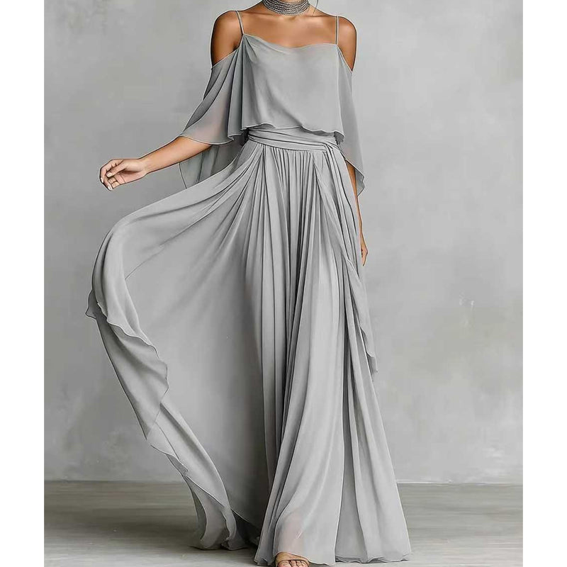 👗 ZEITLICH BEGRENZT 50% RABATT! 💥 Damen Elegantes Off-Shoulder Maxi-Kleid – Schulterfreies Design, tailliert, Spaghettiträger ✨