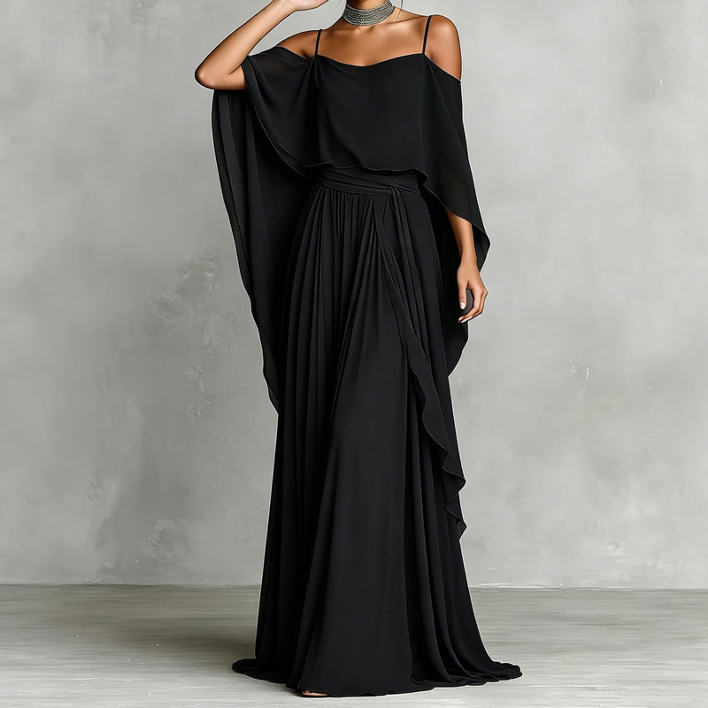 👗 ZEITLICH BEGRENZT 50% RABATT! 💥 Damen Elegantes Off-Shoulder Maxi-Kleid – Schulterfreies Design, tailliert, Spaghettiträger ✨