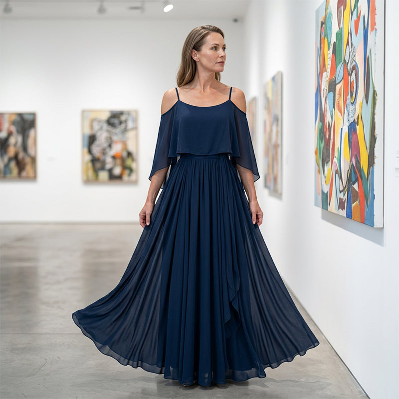 👗 ZEITLICH BEGRENZT 50% RABATT! 💥 Damen Elegantes Off-Shoulder Maxi-Kleid – Schulterfreies Design, tailliert, Spaghettiträger ✨