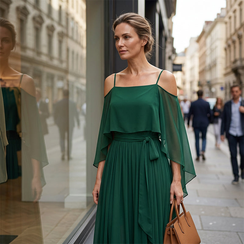 👗 ZEITLICH BEGRENZT 50% RABATT! 💥 Damen Elegantes Off-Shoulder Maxi-Kleid – Schulterfreies Design, tailliert, Spaghettiträger ✨