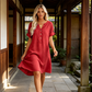 🔥 Letzter Tag! 50% Rabatt Damen Tunika-Kleid mit V-Ausschnitt & Taschen 🌊 Lässiges Kleid in Leinenoptik für Sommer, Strand & Alltag