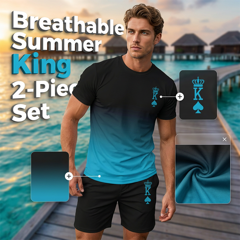 ☀️ Herren 3D-Farbverlauf T-Shirt & Shorts Set – Lässiges Sommer 2-teiliges Outfit | Jetzt im Sommerausverkauf 🔥
