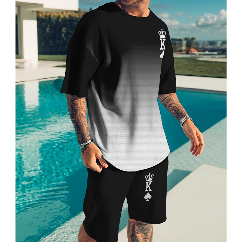 ☀️ Herren 3D-Farbverlauf T-Shirt & Shorts Set – Lässiges Sommer 2-teiliges Outfit | Jetzt im Sommerausverkauf 🔥