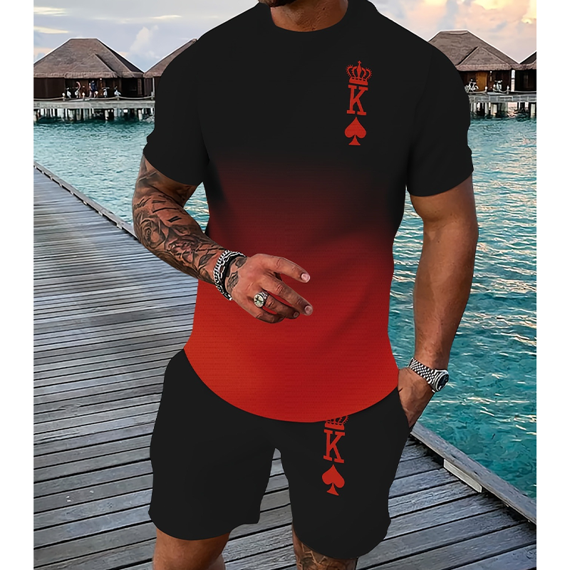 ☀️ Herren 3D-Farbverlauf T-Shirt & Shorts Set – Lässiges Sommer 2-teiliges Outfit | Jetzt im Sommerausverkauf 🔥