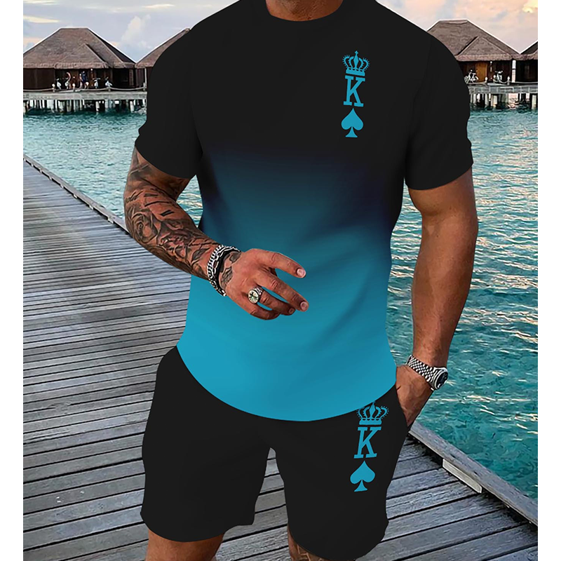 ☀️ Herren 3D-Farbverlauf T-Shirt & Shorts Set – Lässiges Sommer 2-teiliges Outfit | Jetzt im Sommerausverkauf 🔥