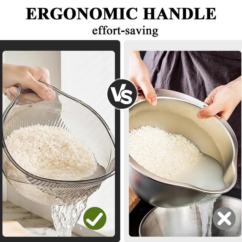 🍚💧 Reisspüle mit integriertem Abtropfsieb – rutschfester Boden, stabiler Griff & feine Löcher für perfekte Wasserabfuhr, ideal für Hülsenfrüchte, Obst & Gemüse