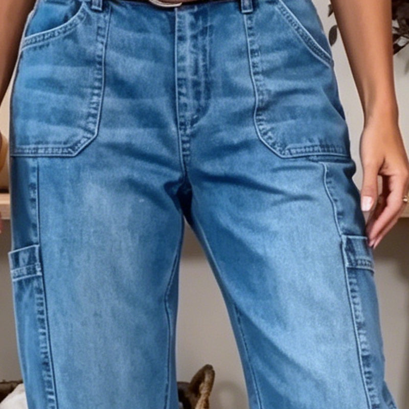 ⏳ Letzter Tag: 50 % Rabatt🔥 Damen 3/4 Cargo Jeans ✨ Lässige elastische verkürzte Jeans für Alltag & Freizeit