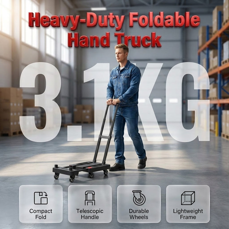 🛒 50% RABATT! 🚛 Faltbare Sackkarre – 150 kg Tragkraft & leise PU-Räder – Teleskopgriff & Sicherheitsriegel – kompakt & platzsparend 💪🔇📦✨