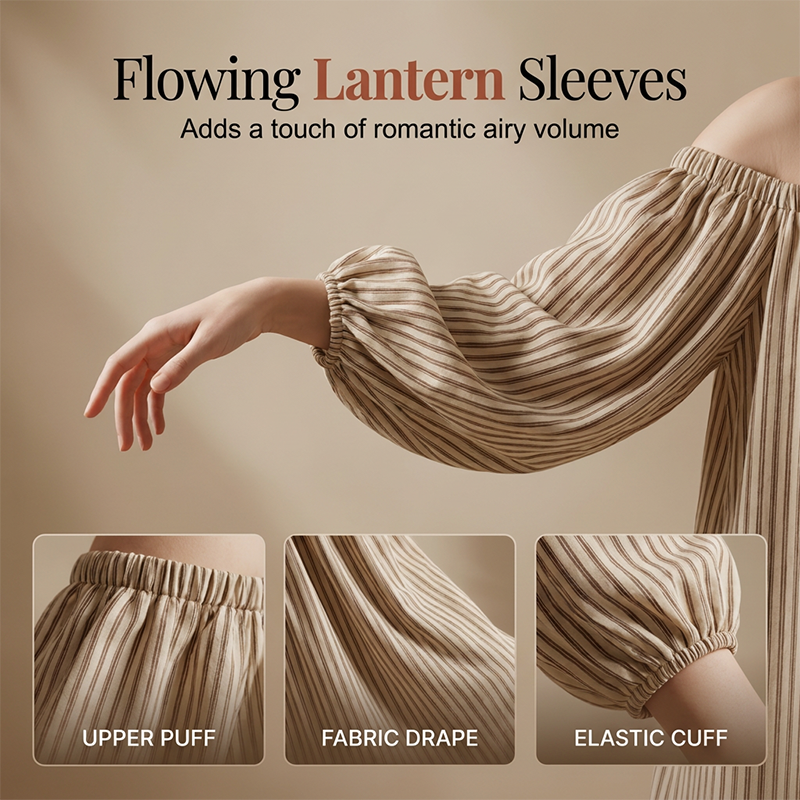 🌸 JETZT 50% RABATT! 🌸 Damen Schulterfreies Maxi-Kleid mit Laternenärmeln