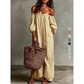 🌸 JETZT 50% RABATT! 🌸 Damen Schulterfreies Maxi-Kleid mit Laternenärmeln