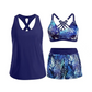🏖️ Sommer-Sale 60% Rabatt 🏝️👙3-teiliges Badeset – Tankini Top, Neckholder Bikini & Palmenprint Badeshorts, figurfreundlich für Strand & Pool🏊