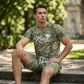 🔥Solange der Vorrat reicht 50 % Rabatt!🎉Herren Lässiges Kunstdenim-Print T-Shirt & Shorts Set