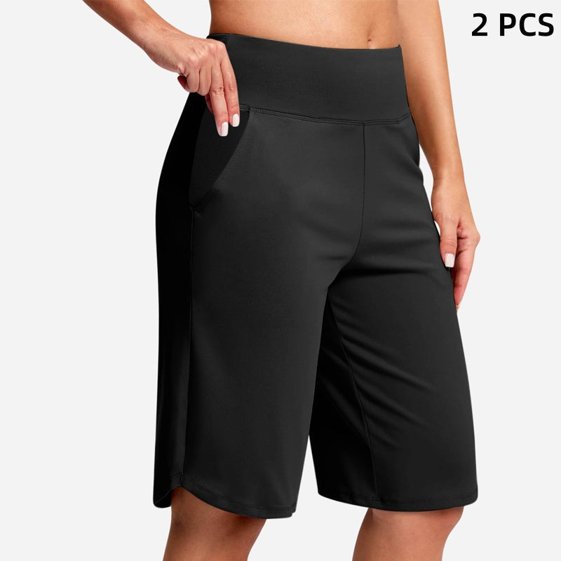 👖 LETZTER TAG SONDERVERKAUF 50% RABATT! Hochtaillierte Damen Yoga-Shorts mit Seitentaschen – 8 Farben, elastisch & bequem für Sport und Alltag