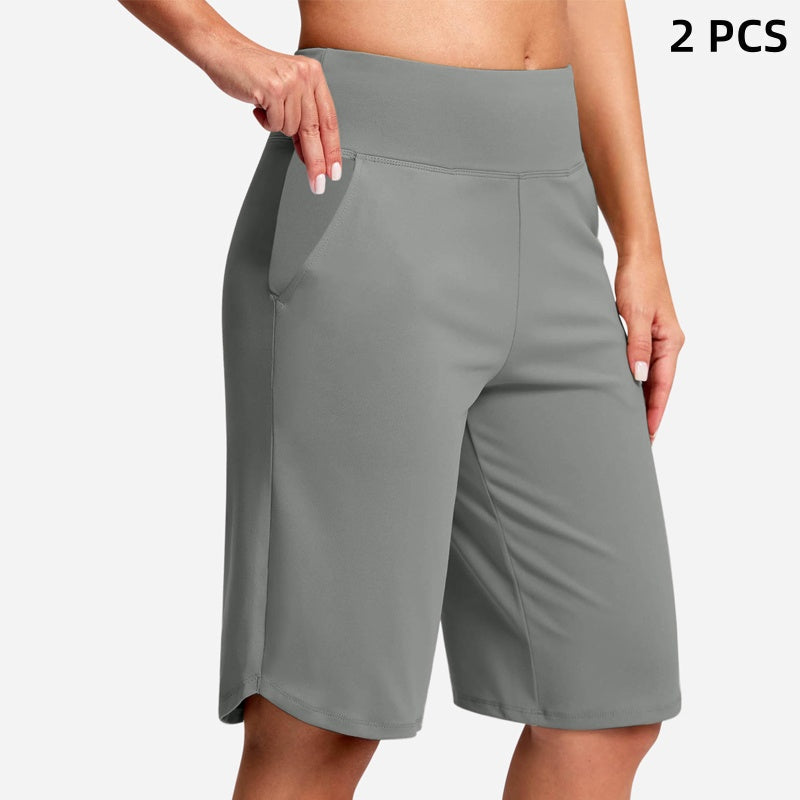 👖 LETZTER TAG SONDERVERKAUF 50% RABATT! Hochtaillierte Damen Yoga-Shorts mit Seitentaschen – 8 Farben, elastisch & bequem für Sport und Alltag