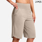 👖 LETZTER TAG SONDERVERKAUF 50% RABATT! Hochtaillierte Damen Yoga-Shorts mit Seitentaschen – 8 Farben, elastisch & bequem für Sport und Alltag
